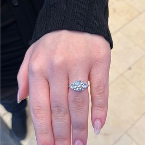 3.0 Moissanite Stone Set in Silver Ring with Certification